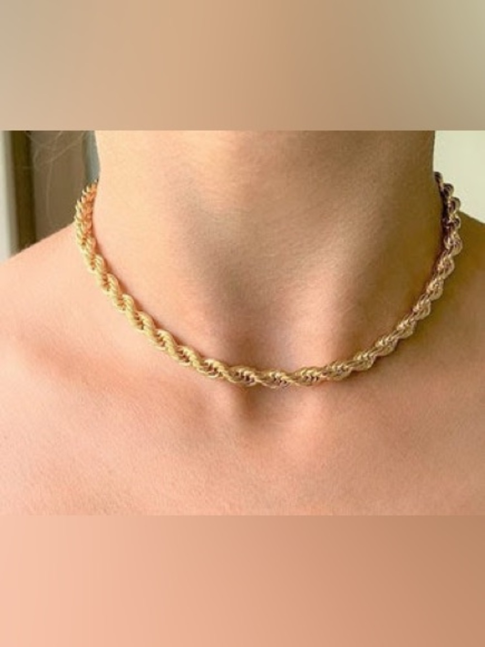 18K Gold Filled 7MM Rope Chain Necklace•Layering Gold Chain Necklace